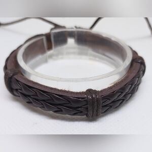 Men's Bracelet Leather Braided Brown NEW‎ f38